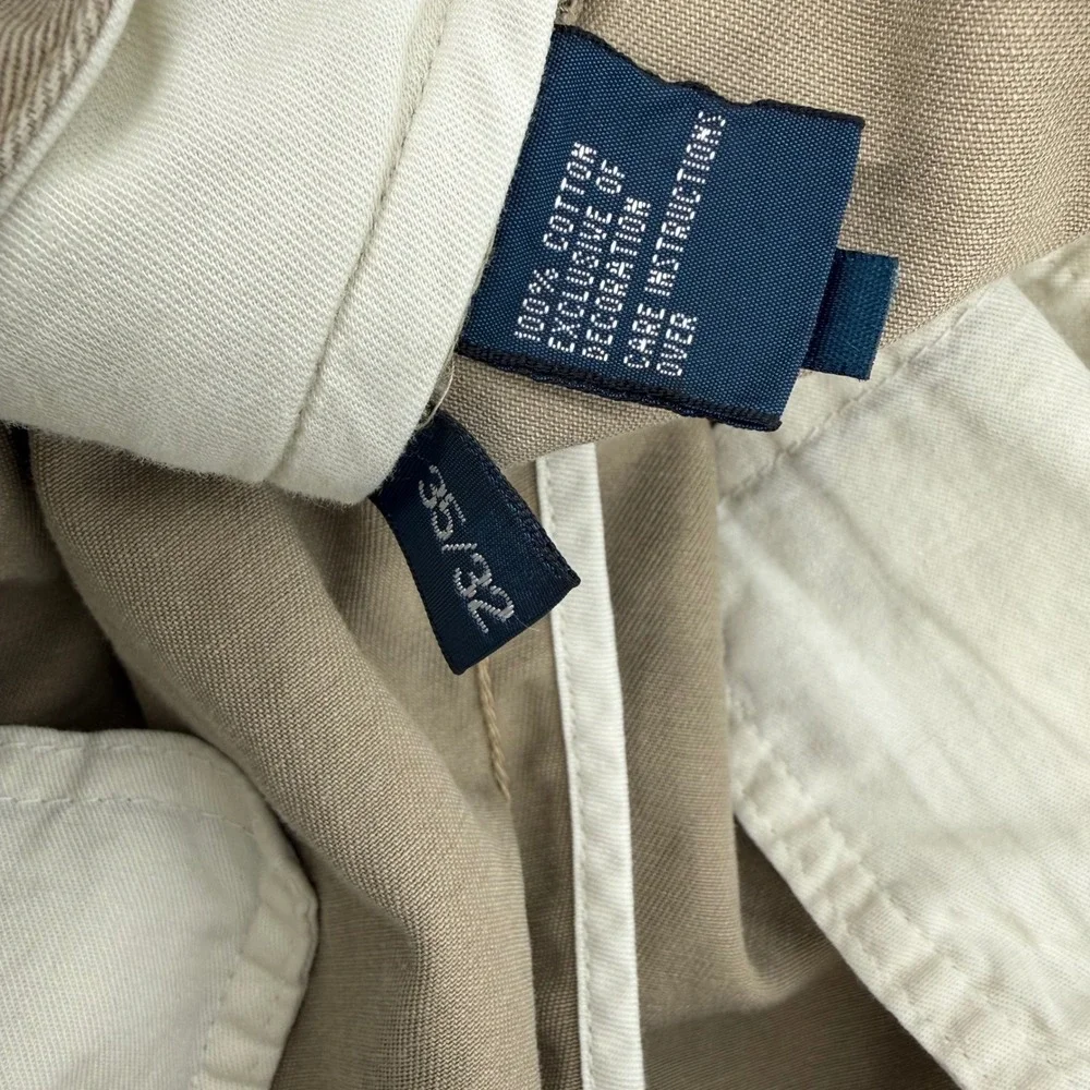 Vintage Polo‎ Ralph Lauren Mens Khaki Pleated Chino Pants Size 32x31 Preppy